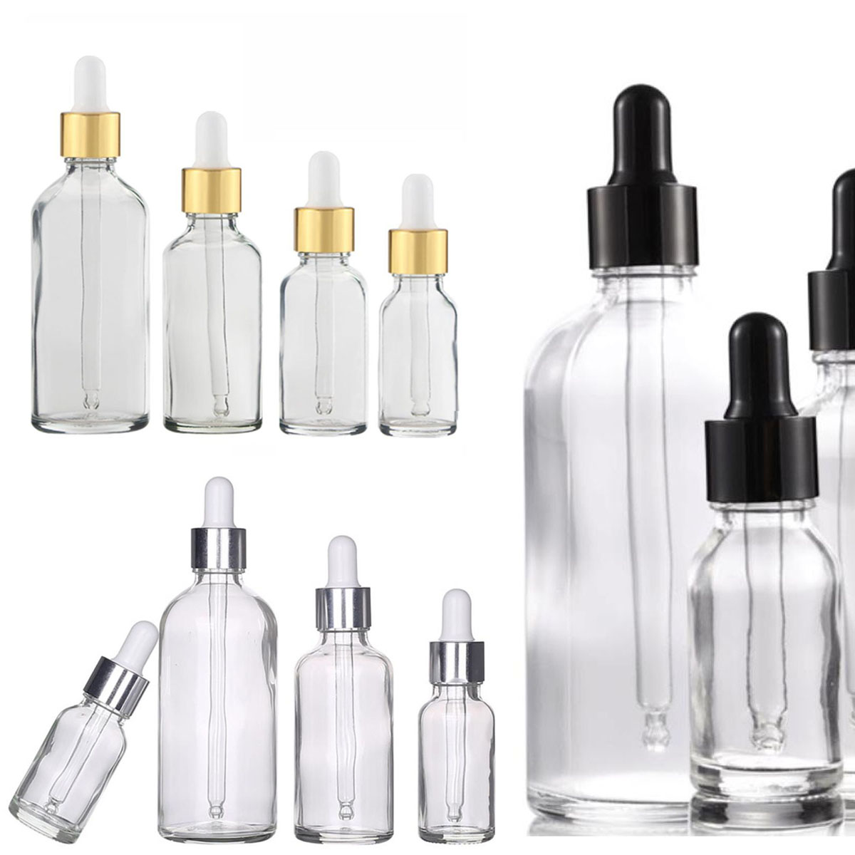 Juice Bottle Dropper - Botol tetes kaca bening, 5/10/15/30/50/0ml dengan